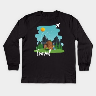 Travel addict love Explore the world summer design holidays vacation Kids Long Sleeve T-Shirt